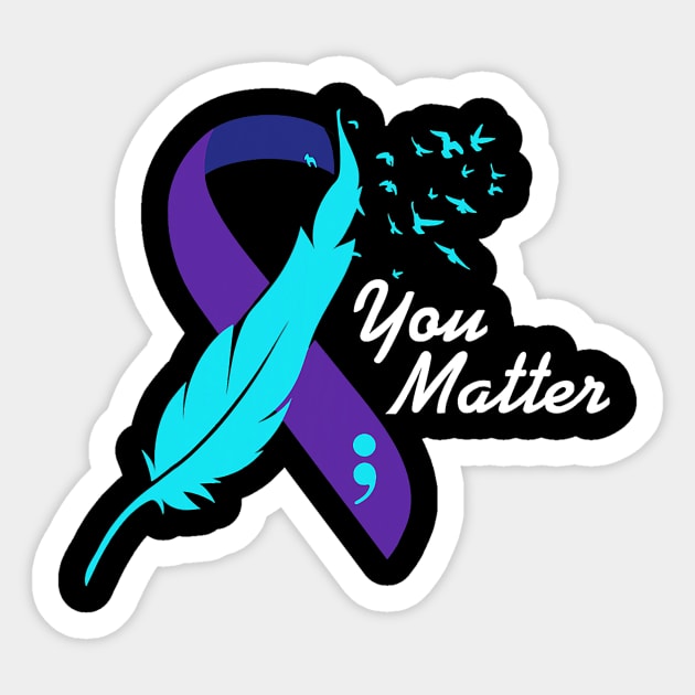 You Matter Ribbon, Suicide Prevention Awareness Mental Health Sticker by everetto